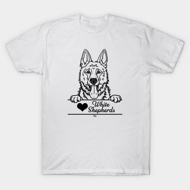 Heart White Shepherds Illustration T-Shirt by FreeSpiritMeg